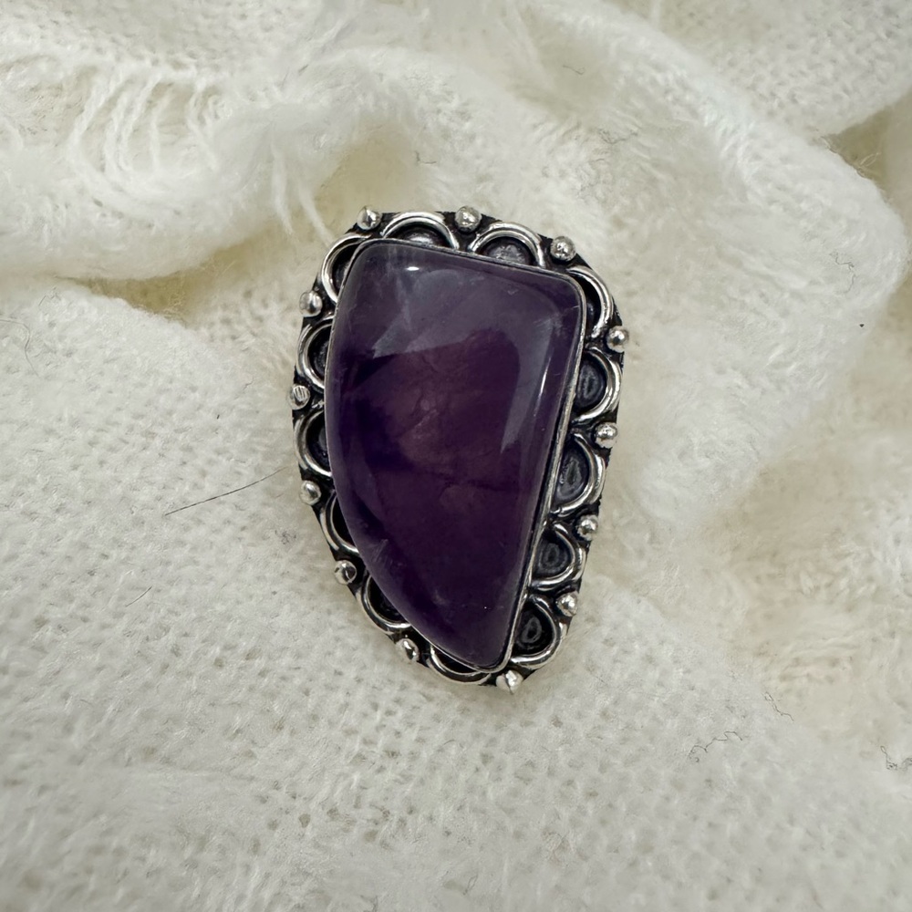 Huge Witchy Boho Stone Ring Goth Sz 7